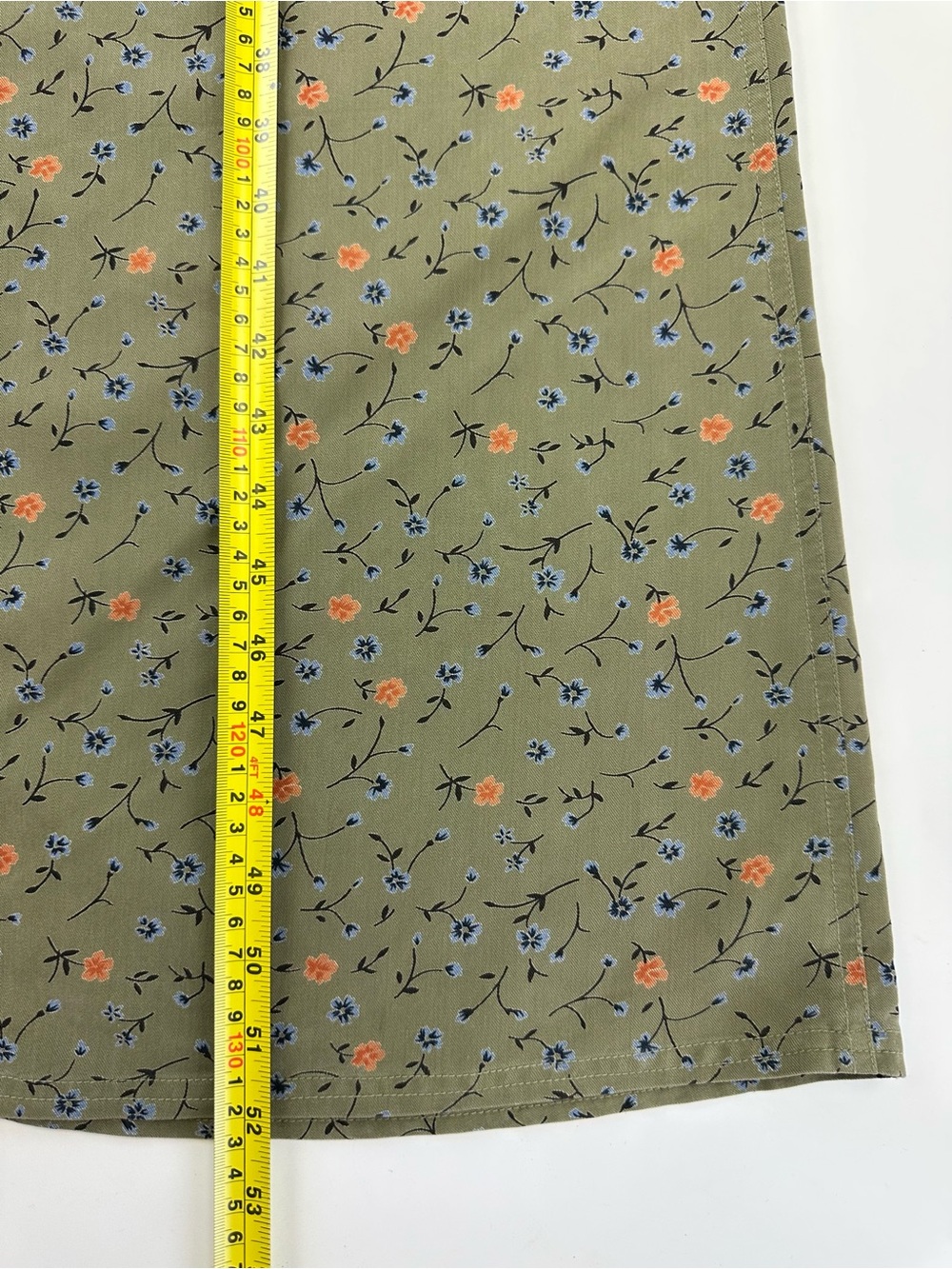 True Vintage 90s Ditsy Floral Maxi Jumper Olive Dress Pinafore Medium Prairie - Picture 7 of 9